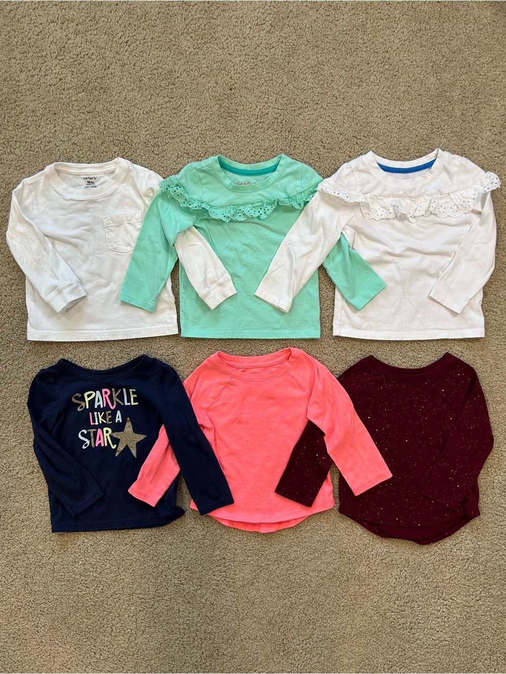 Girls Long Sleeve Tops Bundle Size 12-18 Months (6 Shirts)